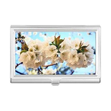 Imagem de Linda carteira com porta-cartões de visita com flores brancas e rosas
