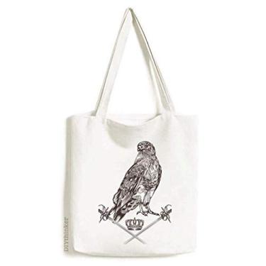Imagem de Bolsa de lona estilo barroco com coroa de águia espada bolsa de compras casual