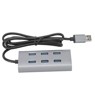 Imagem de Hub USB, estação USB de 7 portas, cinza para laptop, suporte USB 3.0/USB 2.0 Hub de laptop PC