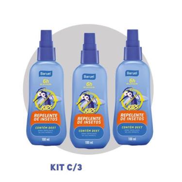 Imagem de Kit 3 Repelentes Spray Infantil Kids Mosquitos Baruel 100ml