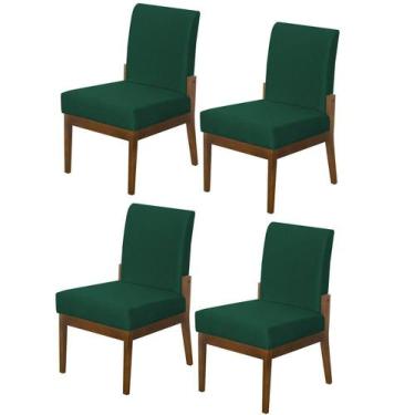 Imagem de Kit 4 Cadeiras De Jantar Helena Suede Verde Bandeira - Decorar Estofad