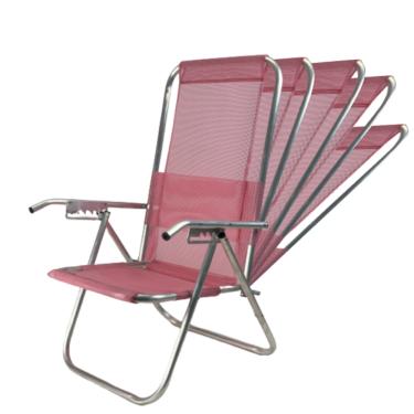 Imagem de Cadeira De Praia Alumínio Reclinável Reforçada 150kg- ROSA