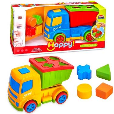 Imagem de Brinquedo Educativo Caminhão de Brinquedo Educativo com Blocos de Encaixar Usual Carrinho Didático para Bebês