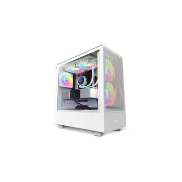 Imagem de Gabinete NZXT H5 Flow RGB Edition, Mid Tower, ATX, Lateral em Vidro Temperado, Cooler Fan RGB, Branco - CC-H51FW-R1