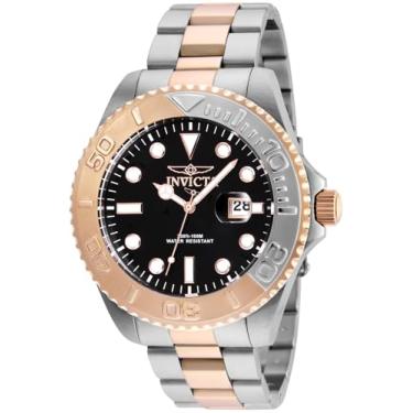 Imagem de Invicta Relógio masculino 24625 Pro Diver, mostrador analógico, quartzo, dois tons, Aço, ouro rosa, Mergulhador