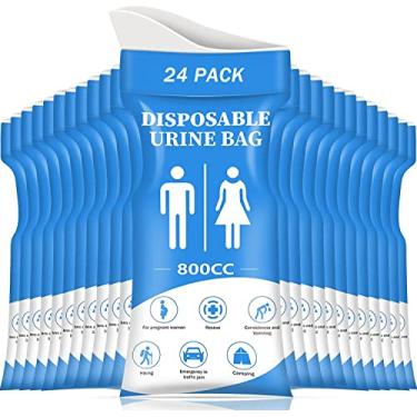 Imagem de DIBBATU Saco de urina, 24 peças 800 ml saco descartável para mictório para viagem, bolsa de urina portátil de emergência e bolsas de vômito, bolsa unissex para mictório como bolsa de vaso sanitário