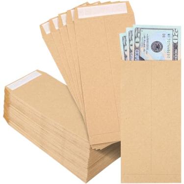 Imagem de Joyberg Envelopes para dinheiro com 120 peças, papel kraft, envelopes pequenos de 16,5 cm x 8 cm, autoadesivos, envelopes de moedas