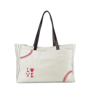 Imagem de YIQIGO Bolsa de beisebol feminina bolsa de compras bolsa de viagem bolsa casual de lona com forro de poliéster bolsa esportiva, Amor, 21*7.5*17inches