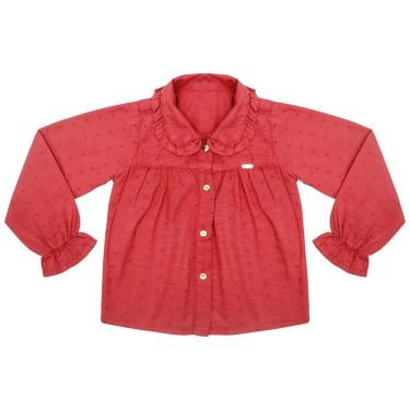 Imagem de Camisa Infantil Look Jeans Tricoline Vermelho - VERMELHO - 01-Feminino