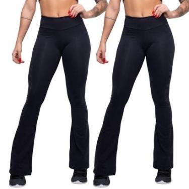 Imagem de Kit 02 Calças Flare Bailarina Boca de Sino Suplex Cint. Alta-Feminino