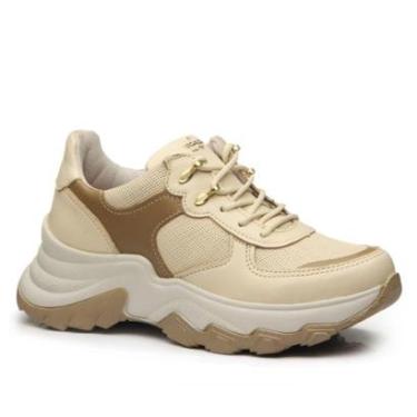 Imagem de Tênis Pegada Feminino em Couro Areia 219721-04-Feminino
