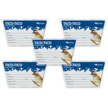Imagem de Kit 5 Porta Nome Tico Tico Crachá Acrílico Ficha Identificação Marcação Anel Macho Fêmea Placa Identificação Plaquinha Personalizada Passarinho