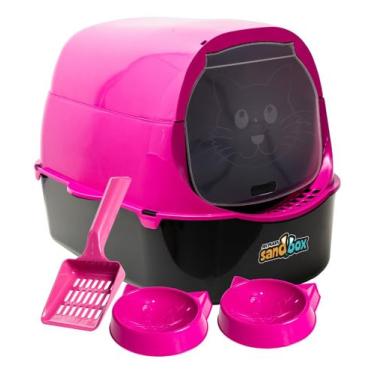 Imagem de Caixa de Areia Banheiro Grande Furba Sandbox Fechada Para Gatos Rosa