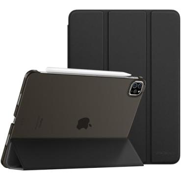 Imagem de MoKo Case Fit New iPad Pro 11 4ª geração 2022/iPad Pro 11 3ª geração 2021, [suporta carregamento de Apple Pencil] Capa protetora inteligente fina com três dobras e função automática de hibernar, preta