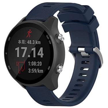 Imagem de Anuoli Pulseira de relógio Garmin Forerunner 245/645/55, silicone macio de 20 mm para Galaxy Watch 6/5/4, para Garmin Venu/Venu Sq/Vivomove HR/Vivoactive 3/245 Music/645 Music Smartwatch (azul