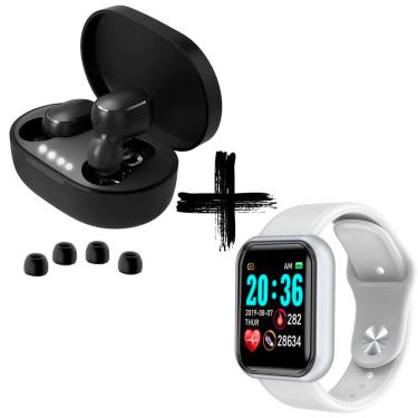 Imagem de KIT Smartwatch D20 com Notificações E Fones de Ouvido Sem Fio Bluetooth 5.0