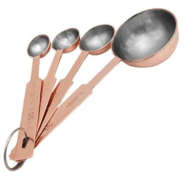 Imagem de Mimo Style Conjunto de 4 Colheres Medidoras Bronze Próprias Para Ingredientes Secos ou Líquidos, Possui Marca de Capacidade Nas Alças, Produto Leve e Fácil de Manusear, Aço Inox de Qualidade
