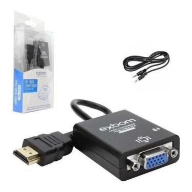 Imagem de Cabo conversor hdmi para vga exbom com saida p2 audio