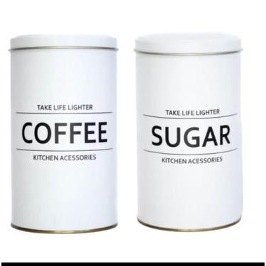 Imagem de Kit 2 Potes De Mantimentos Herméticos Vedação Decoração Cozinha Café e