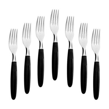 Imagem de KIT - 48 Garfos de Mesa Ipanema Lâmina em Aço Inox Cabo Preto GPTOP - 
