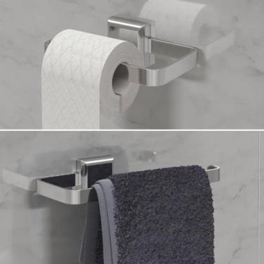 Imagem de Kit De Acessórios Para Banheiro Papeleira e Porta Toalha de Rosto - JG