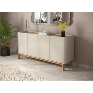 Imagem de Buffet / Balcão FL 1.60m Modelo Retrô 4 Portas Cor Off White / Cinamom