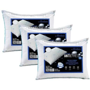 Imagem de Kit 3 Travesseiros Antistress Fios de Carbono 50cm x 70cm Altenburg