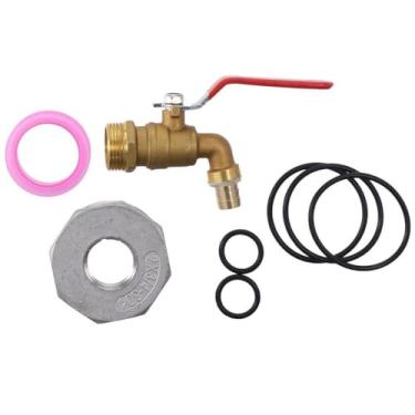 Imagem de SHUATI Torneira de 5 cm, torneira de barril de chuva durável, torneira de barril de latão portátil com junta para tambor de 55 galões, amarelo