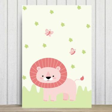 Imagem de Placa Decorativa Infantil Safari Menina Leão 30x40cm - Quartinhos