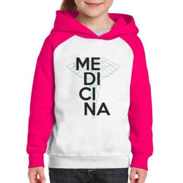 Imagem de Moletom Infantil Medicina Estudante - Foca na Moda, Branco, Rosa, 4