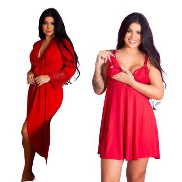 Imagem de Kit Robe Roupão Longo e Camisola Amamentação Confortável Prática Mater