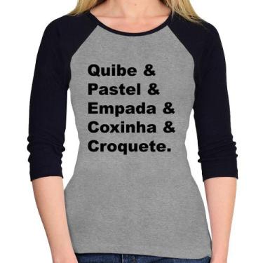 Imagem de Baby Look Raglan Quibe & Pastel & Coxinha & Empada & Croquete Manga 3/