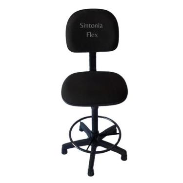 Imagem de Cadeira caixa alta agas com aro com base sapata fixa tecido preto pra 