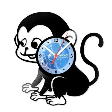 Imagem de Relógio De Parede Disco Vinil Infantil - Macaquinho - VIN-016 - Modern
