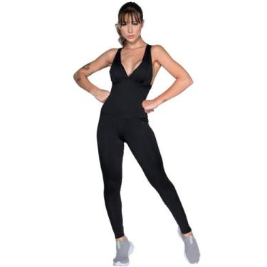 Imagem de Kit 5 Macacões Fitness Com Bojo Vekyo Modas Longo Suplex Liso Roupa de