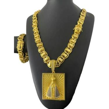 Imagem de Kit Nossa Senhora Dubai 15mm + Pingente - Banhado Ouro 18k - ToJoia18k