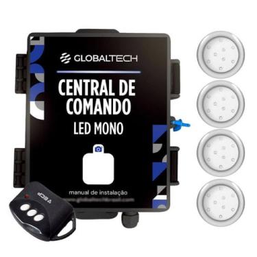 Imagem de Kit 4 LED Piscina mono 9W Inox + Central de Comando Globaltech - Iluct