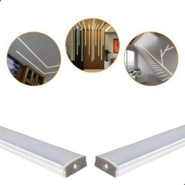 Imagem de Perfil Aluminio De Led Sobrepor Slim 17x7mm Com 2 Metros Branco - VLED