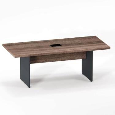 Imagem de Mesa De Reunião Retangular Com Power Box PE 40 Pandin 2,00 M Walnut e 
