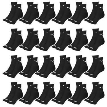 Imagem de Kit 24 Pares de Meias Puma Cano Médio Esportiva Masculino, Preto, 39-4