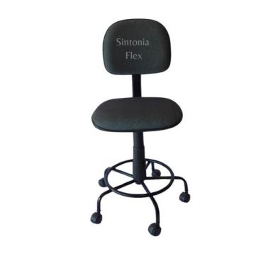 Imagem de Cadeira  secretaria  com regulagem de altura - base de ferro - rodízio