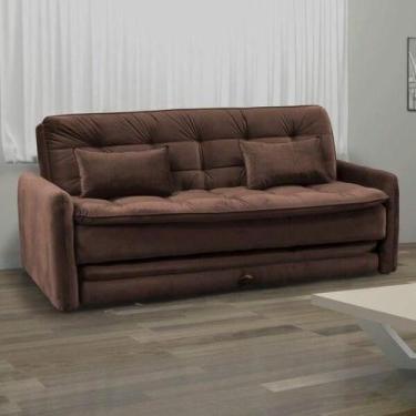 Imagem de Sofá Cama Reclinável Madalena com Cama Auxiliar - Marrom - Matrix, Mar