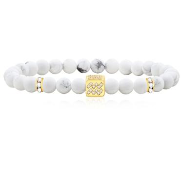 Imagem de Uloveido Pulseira do Zodíaco para Mulheres e Homens, Pedra Howlita Branca Natural Signo Estrela Constelação Horóscopo Presente de Aniversário para Melhores Amigos YA4647, Adjustable, Pedra, Howlite