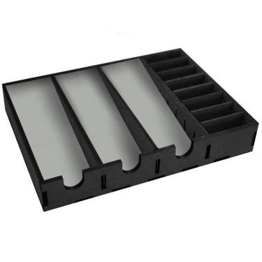 Imagem de Suporte Mdf Para 3 Maquinas De Cortar Cabelo E 8 Pentes De Altura Preto - Cinza