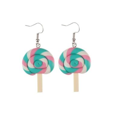 Imagem de Brincos de pingente de arco-íris colorido de pirulito para mulheres, doces ou travessuras, presentes de Natal, presentes de Natal, joias modernas, Acrílico, Sem pedra preciosa