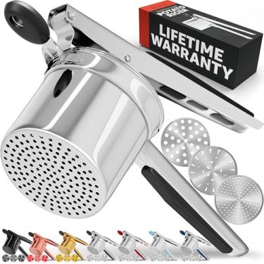 Imagem de Priority Chef Prioritychef Grande Espremedor de Batatas de 15 Onças com 3 Discos, Espremedor de Batatas de Aço Inoxidável Resistente para Purê de Batatas, Espremedor de Batatas, Prensa e Ferramenta de