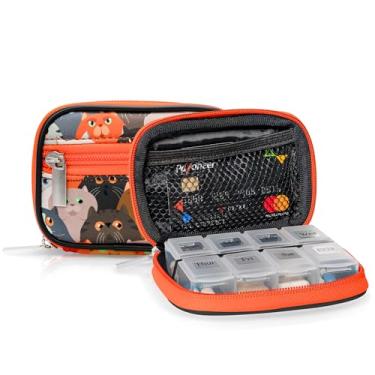 Imagem de Made Easy Kit Estojo de comprimidos para uso diário e viagens – 7 dias semanais de suplementos medicinais organizador de vitaminas – bolsa de neoprene com bolsos – compacto, portátil, 8 compartimentos