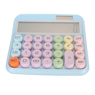 Imagem de Calculadora de Teclado Mecânico de 12 Dígitos Grande Display LCD Botões Coloridos Design Antiderrapante Calculadora de Máquina de Escrever Estilo Retro Portátil para Escritório