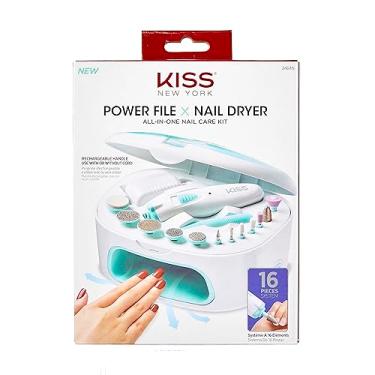 Imagem de KISS Secador de unhas New York Power File X, sistema elétrico de lixa de unha e secador de unhas, inclui 12 acessórios, alça recarregável, empurrador de cutícula, adaptador A/C e estojo de