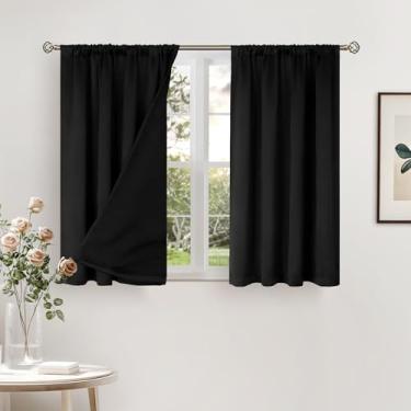 Imagem de BGment Cortinas blackout curtas para janelas pequenas de 101 cm de comprimento, isolamento térmico, cortinas de quarto inteiro, escurecimento de quarto, privacidade à prova de som, cortinas de cozinha